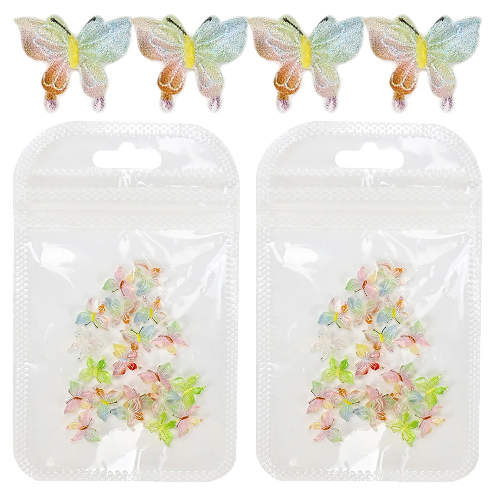 

60 Pcs Material Butterfly Nail Charms Decorations Small Accessories Supplies Resin Womens Miss