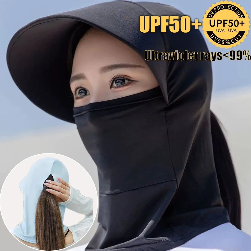 

Protective Neck Cover Sun Hats Women Wide Brim Version Hat Breathable Foldable Summer Anti-UV Summer Outdoor Cap Female