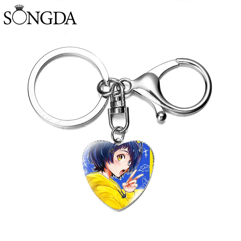 

Anime Wonder Egg Priority Ohto Ai Heart Keychain Cartoon Figures Cosplay Glass Dome Key Ring Chains Cute Trinkets Jewelry Gifts