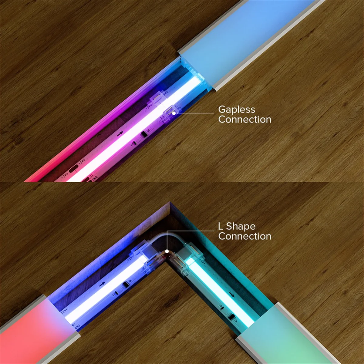 Набор прозрачных коннекторов для светодиодной ленты COB RGBIC бесзазорные разъемы с