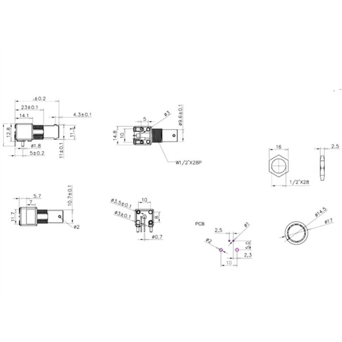 2 шт. BNC Гнездовой разъем радиочастотный коаксиальный с гайкой прямоугольный
