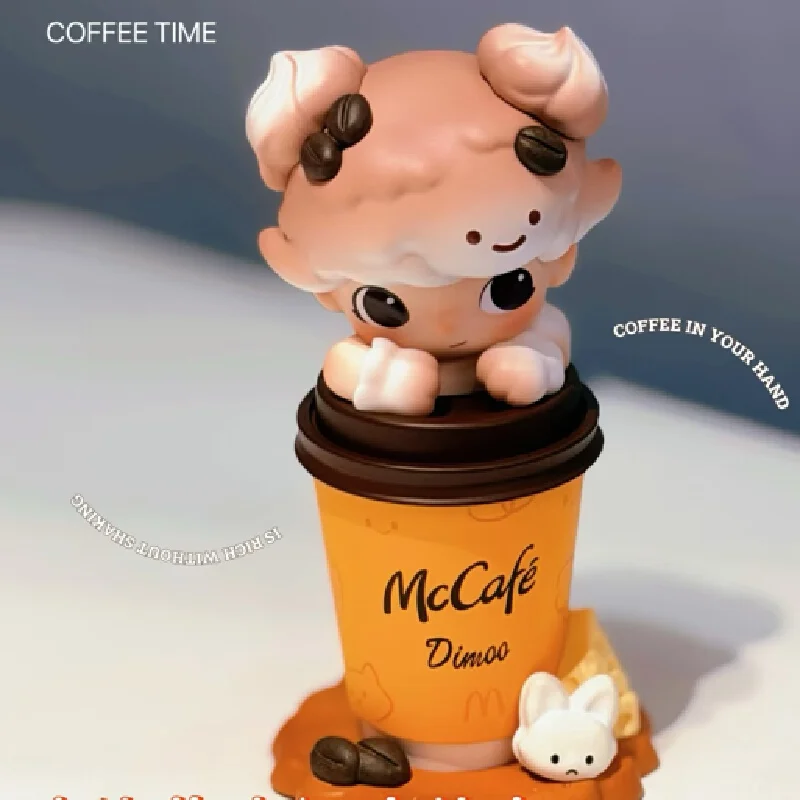Фото Коллекционная фигурка POPMART X McDonald's Mccafe Dimoo в тематике McFlurry, настольное украшение, сувенир для коллекционеров мультфильмов №5