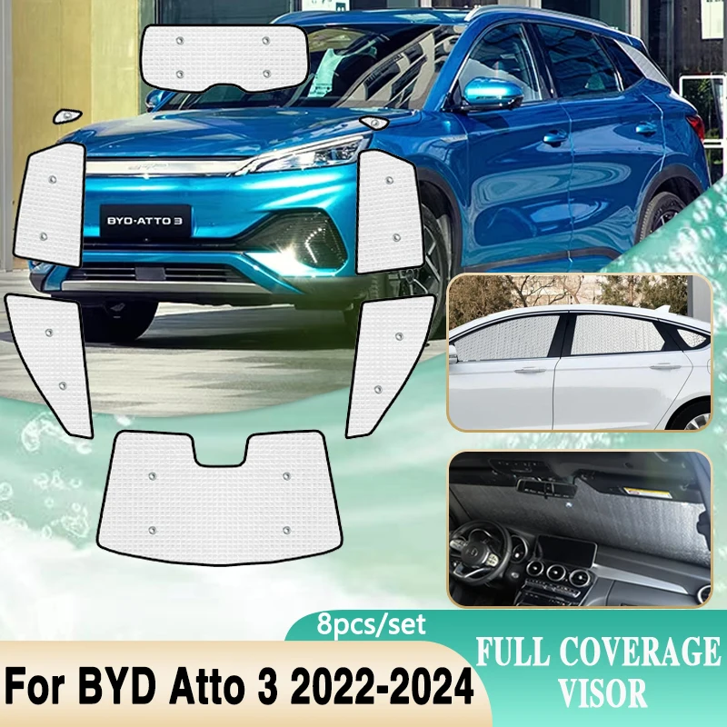 

Full Coverage Sunshades For BYD Yuan Plus Atto 3 2023 2022 2021 Full Surround Windshield Window Shaby Visor Accessories Interior