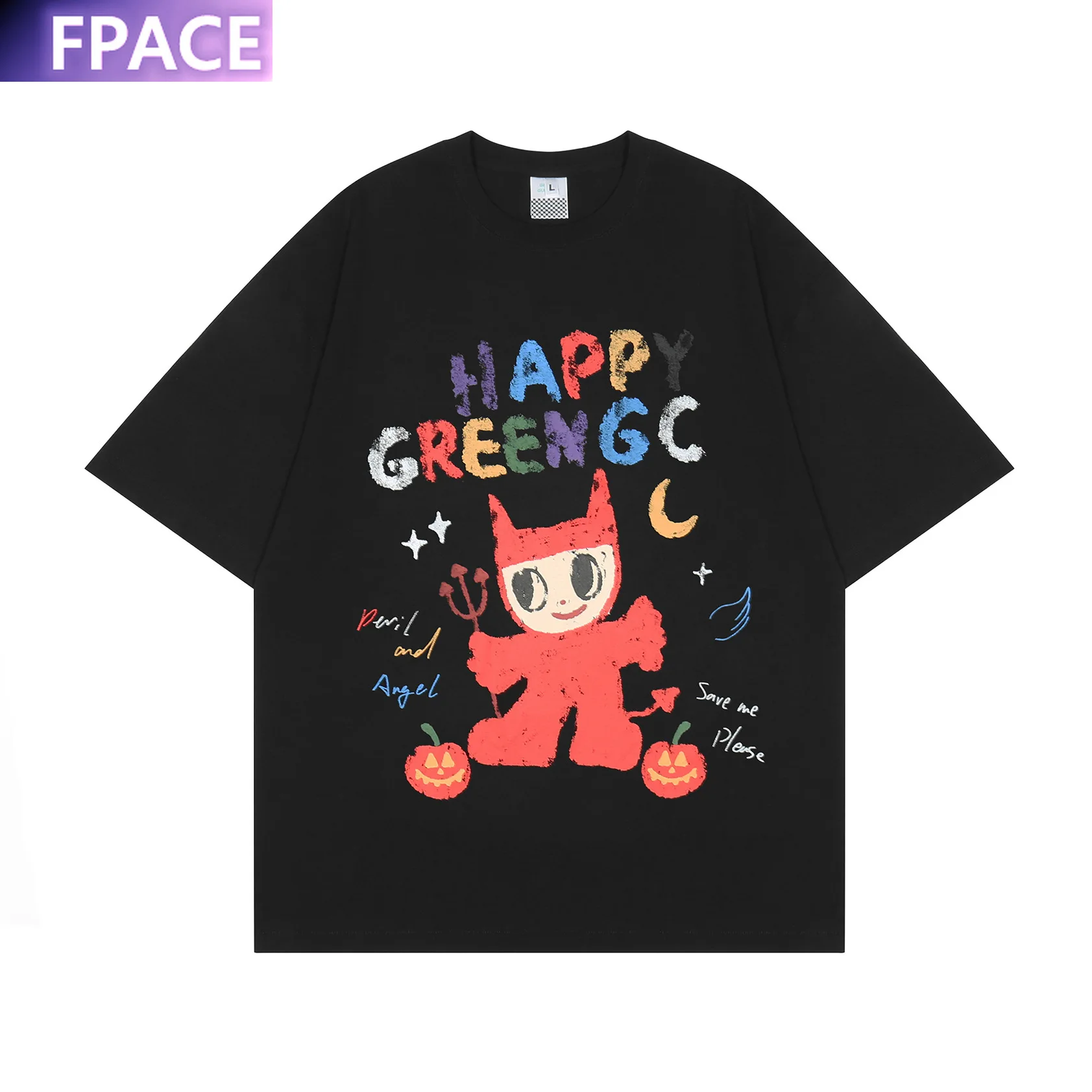 

Spring and Summer Cartoon Animation Street Tide Brand Letter Short-Sleeved T-shirt Men's and Women's Oversized T-shirt