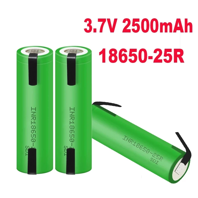 

2022 100% New Brand 18650 2500mAh Rechargeable battery 3.6V INR18650 25R M 20A discharge batteries + DIY Nickel