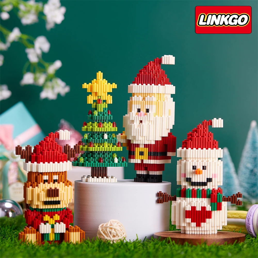 

LINKGO, модель Санта-Клауса, детский мини-конструктор, наборы для сборки своими руками, Детские кирпичные игрушки, Милу олень для девочек, рожде...