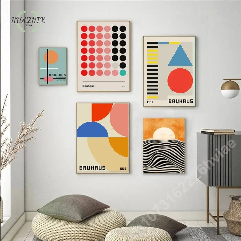 

Abstract Bauhaus Exhibition Canvas Painting Modern Geometric Wall Art Posters Nordic Prints Pictures for Living Room Home Decor