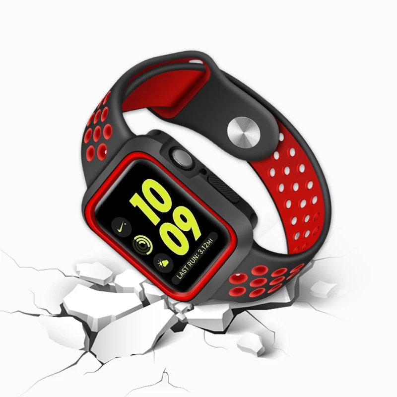 Case+Silicone Strap for apple watch band 44mm 45mm 41mm 38mm 42mm 40mm 44MM Sport Rubber Bracelet iWatch serise 6 5 se 7 8 band