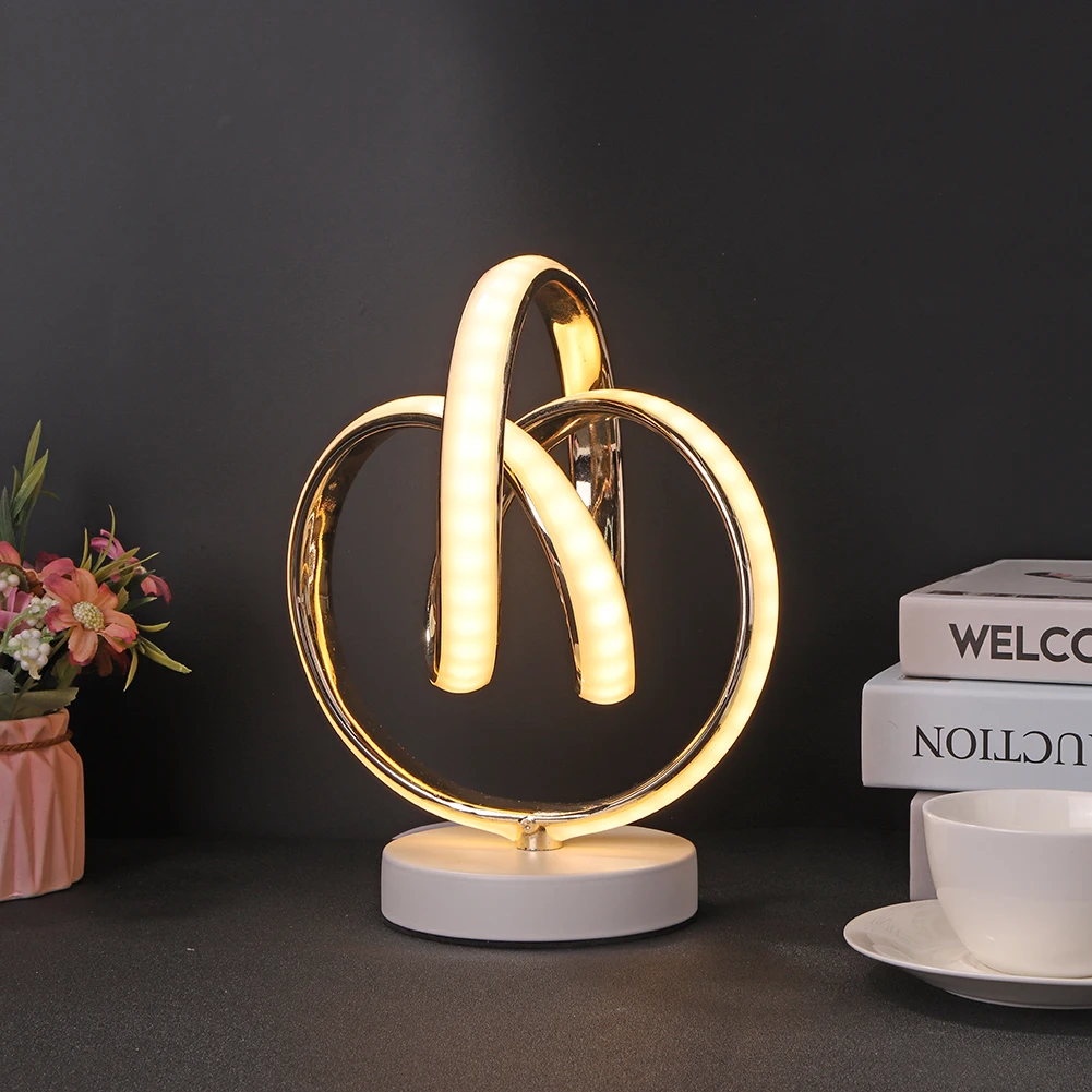 

Modern LED Table Lamp Iron Bedside Light Desk Lamp Spiral Wave Dimmable Bedroom Night Light Home Lighting Fixture