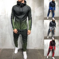 zogaa 2021 brand new men tracksuit 2 piece set 3d gradient color casual hoodies sweatshirt and pants sportswear joggers men sets