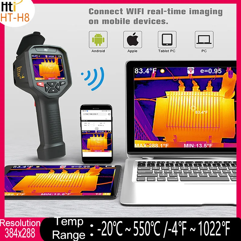 

HTi HT-H8 = A-BF RX-700 IR Infrared Thermal Imaging Camera WIFI Industrial Thermal Imager PCB Circuit Floor Heating Tube Testing