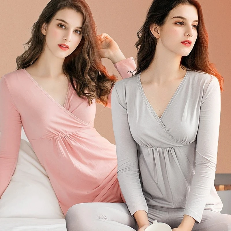 Modal pregnant women nursing pajamas women nursing pajamas cotton home clothes