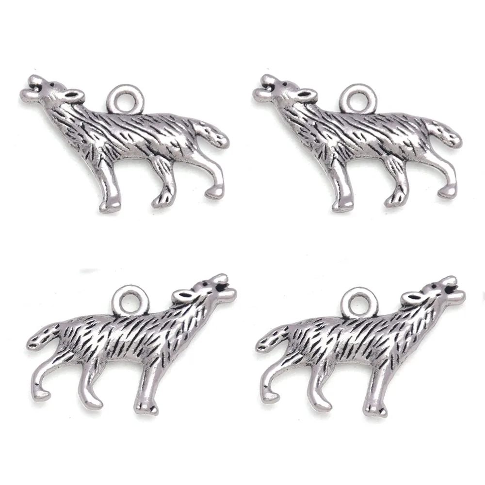 5 шт. 27x18 мм подвеска воющего волка серебряных цветов воющего шарма животное воющего волка Подвески для изготовления ювелирных изделий