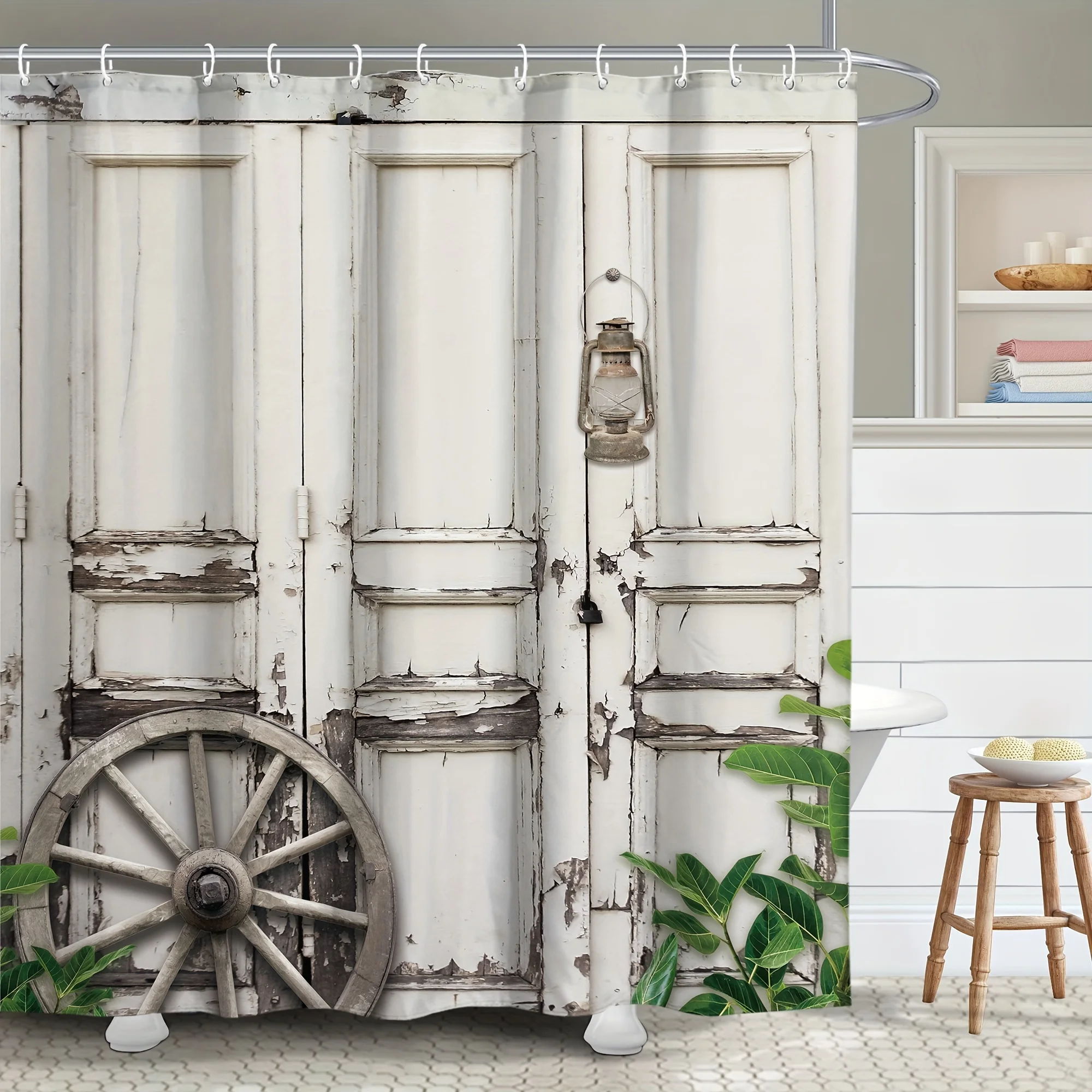 Занавеска для душа в деревенском стиле-стильная Водонепроницаемая полиэфирная с