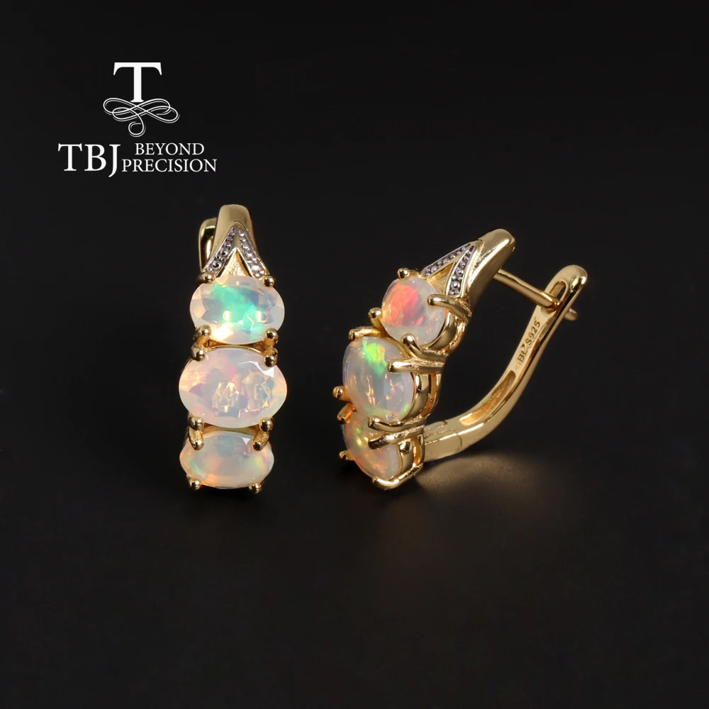Красочные серьги October Birthstone с натуральным опалом и драгоценным камнем изысканные