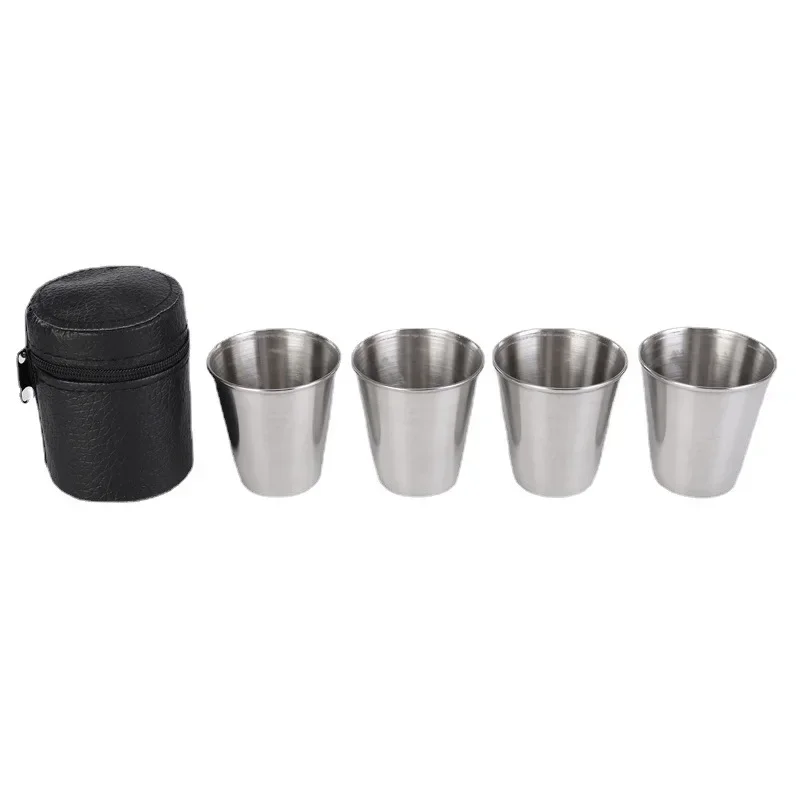 

Mini Whisky Outdoor Case Glasses With Cups 70ml Travel 4pcs Steel Practical Set Portable Drinkware Stainless For Wine