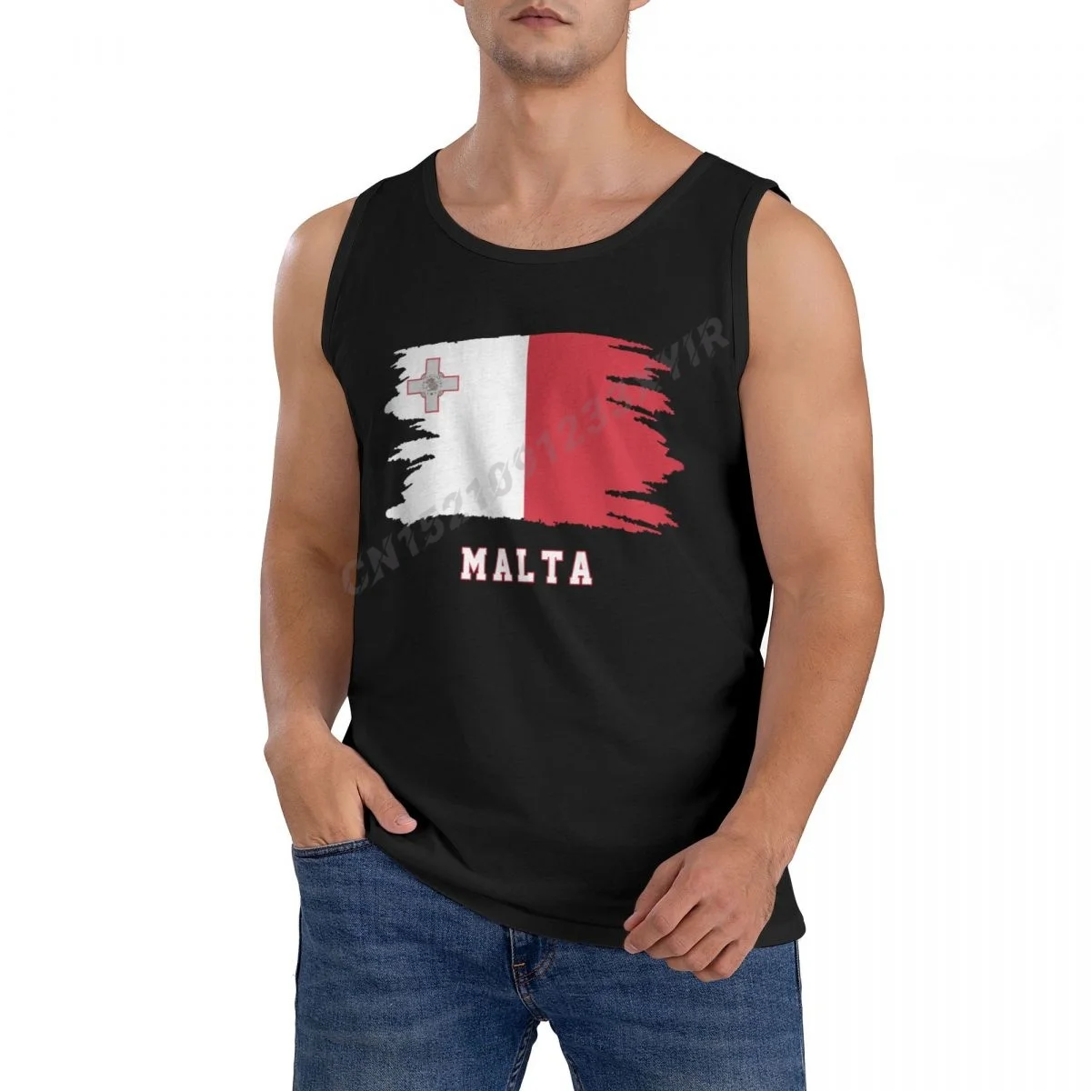 

Мужская майка с Мальтийским флагом, крутая Мужская рубашка без рукавов с круглым вырезом, из 100% хлопка