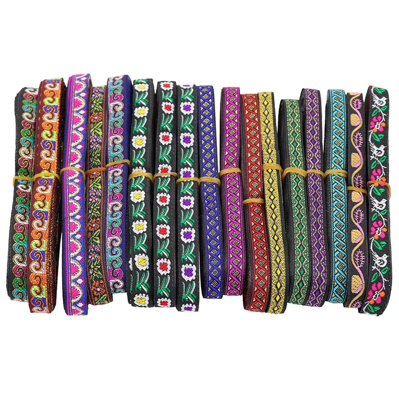 7 ярдов, 10 мм, тканая жаккардовая лента, винтажная Этническая фотолента для занавесок, одежды, сумок, аксессуаров