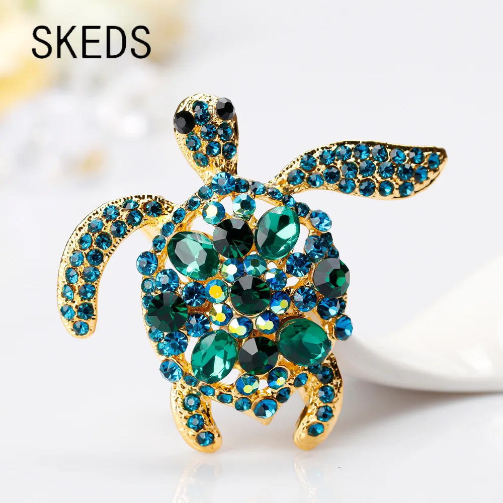 

SKEDS Luxury Women Men Rhinestone Sea Turtle Brooches Pins Jewelry Fashion Clothing Coat Animal Women's Men's Pin Accessories