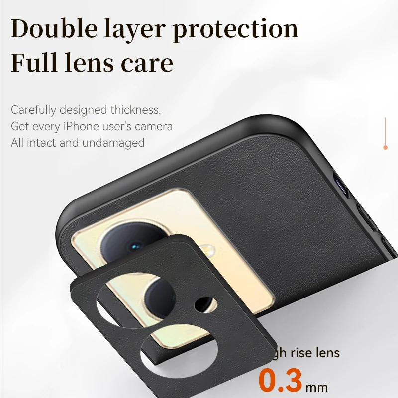 Luxury Leather Case for vivo Y78+ Plus V2271A Frosted Armor Shockproof Soft Silicone Heat Dissipation Phone Cover vivoY78+Plus