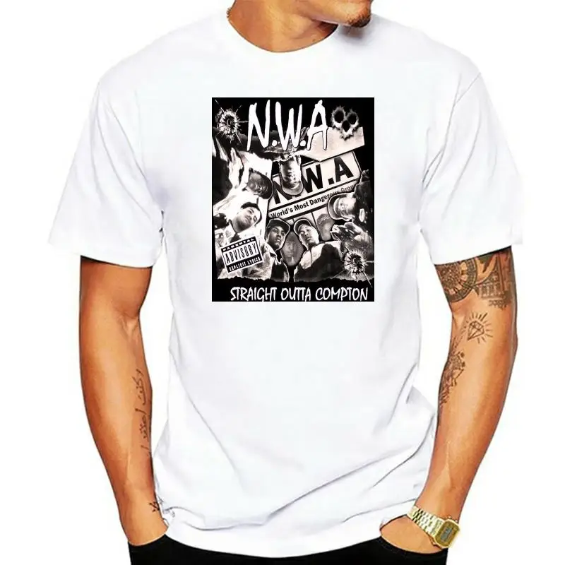 N W A Men T Shirt Hip Hop Rap Nwa Dr Dre Eazy E Dj Yella Mc Ren Black Cotton Tee T Shirts FrontBack Printing Euro Size S 3Xl
