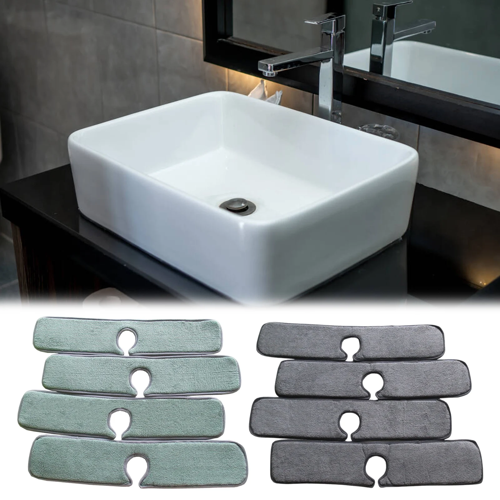 

4pcs Kitchen Faucet Absorbent Mat Sink Splash Guard Microfiber Faucet Splash Catcher Countertop Protector For Kitchen Bathroom
