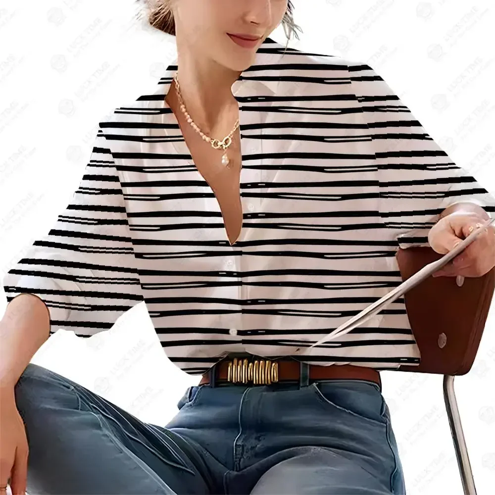 

Women Print Temperament Casual Tops Women'S Fashion ed Autumn Elegant Shirts All season Loose Fit Mainland China MIDDLE AGE