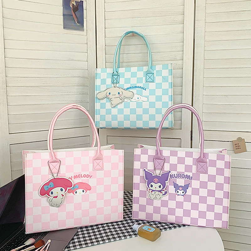 

New Sanrio Hello Kitty Cartoon Women's Shoulder Bag Casual Large Capacity Shopping Bag felt Waterproof Girl's Handbag Hallowmas