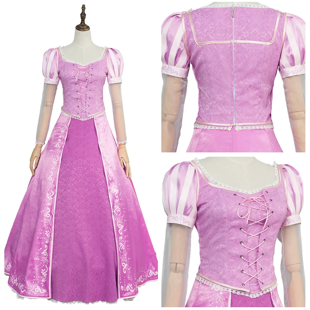 

Movie Anime Tangled Princess Rapunzel Fancy Dress Gown Attire Cosplay Costume Halloween Carnival Suit For Adult Women
