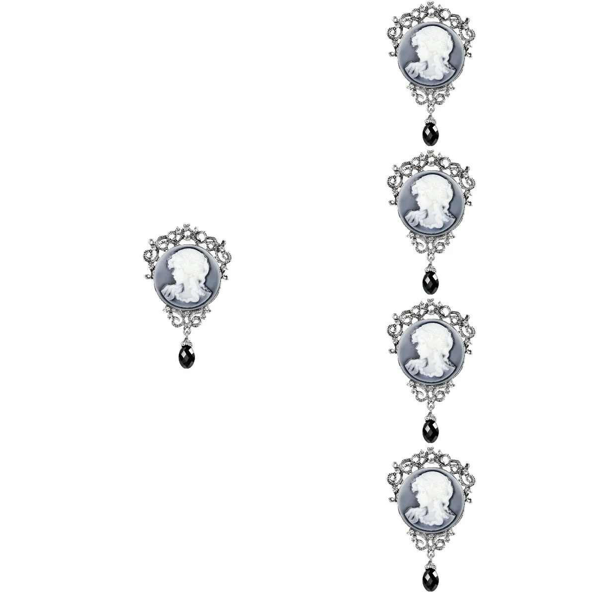

5pcs Lady Portrait Brooch Pin Victorian Jewelry Vintage Pin for Hat Scarf Collar
