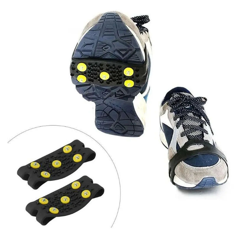 

1Pair Non Slip Snow Shoe Spikes Winter Anti Slip Ice Grips Cleats Crampons Climbing Outdoor Shoes Cover Crampons