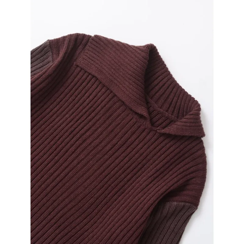 TRAF ZR укороченные пуловеры с асимметричным отложным воротником однотонный