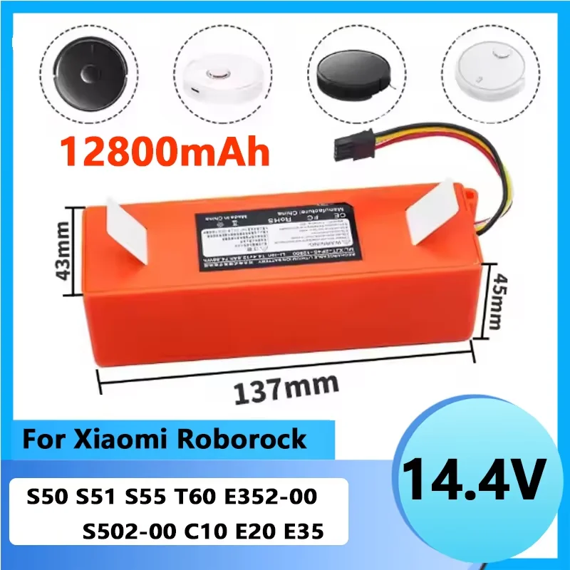 Фото Аккумулятор 12800 мАч для робота-пылесоса Roborock S8 Pro Ultra S50 S5 Max S7 MaxV Ultra S7 S6 Q7 Q5, запчасть для замены №1