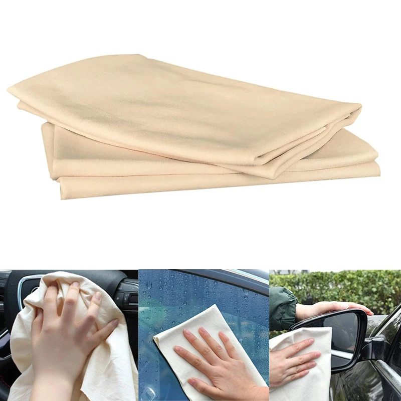 

Natural Chamois Clean Genuine Leather Cloth Auto Home Motorcycle Washing Care Quick Dry Car Wash Towel Super Absorbent