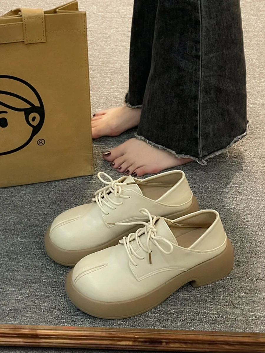 

Womens Loafers Shoes British Style Casual Female Sneakers Clogs Platform Round Toe Oxfords Slip-on Preppy Summer Creepers Retro