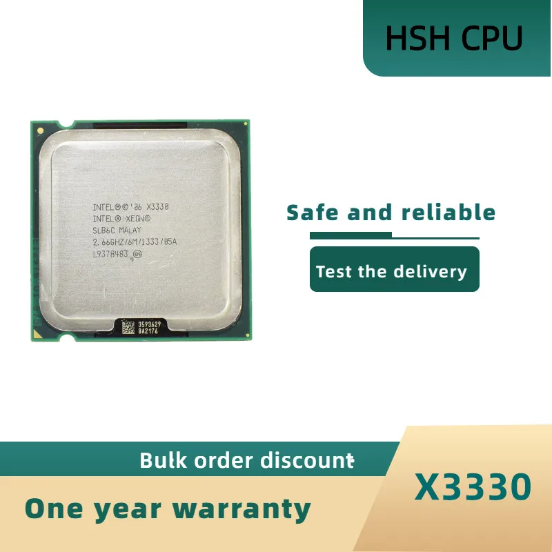 Четырехъядерный процессор Intel Xeon X3330, 2,66 ГГц, LGA 775, 95 Вт, 6 Мб кэш-памяти, серверный процессор с царапинами (100% рабочий, бесплатная доставка)