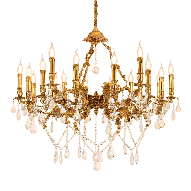 DINGFAAll медная французская хрустальная люстра в европейском стиле для гостиной