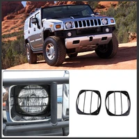 for 2003 2009 hummer h2 stainless steel black car styling car front headlight protective mesh sticker car appearance accessories