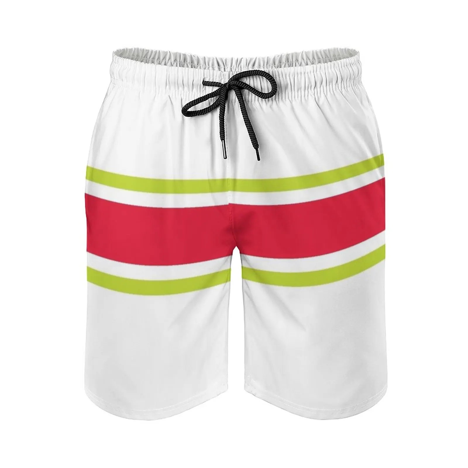 

Red Volt & White Power Stripe Men's Beach Shorts Swim Trunks With Pockets Mesh Lining Surfing Atlanta Atl Georgia Ga Hawks True