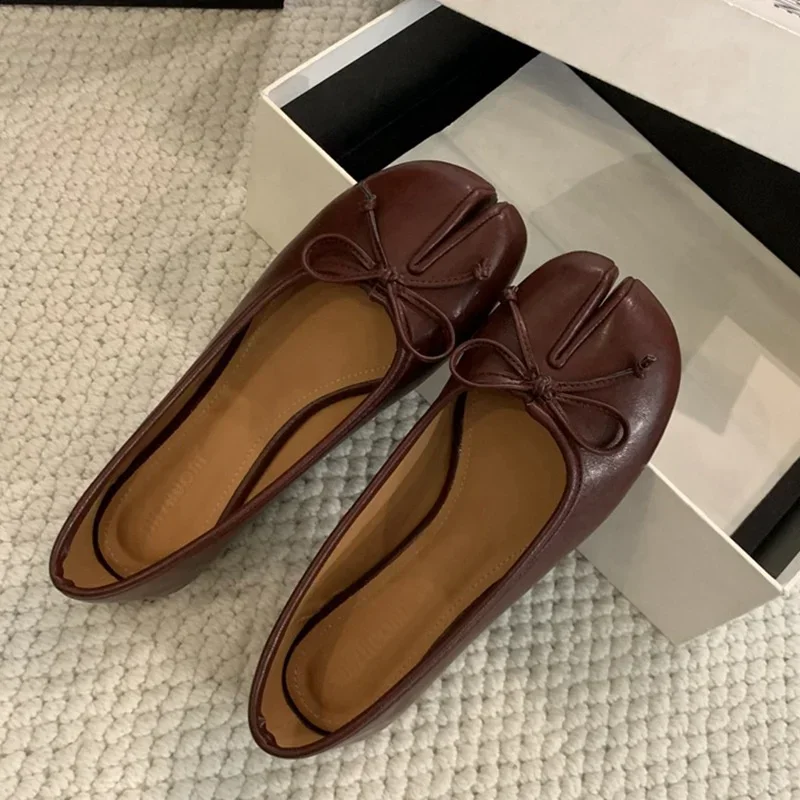 2025 Women Flats Soft Ballet Shoes Slip On Loafers Moccasins Tabi Ninja Casual Mujer Ladies Bow Knot