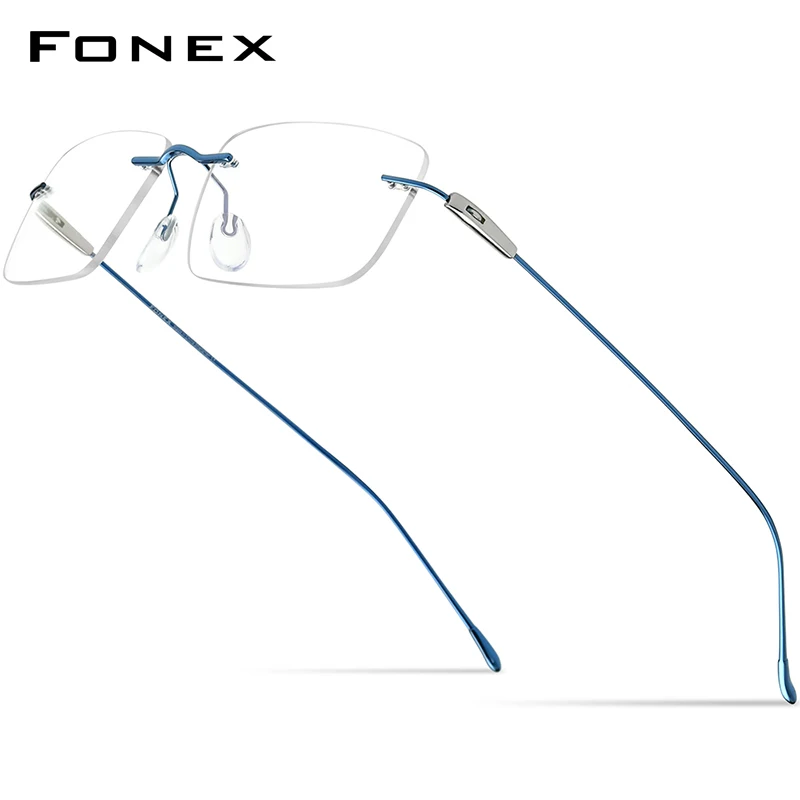 FONEX Titanium Rimless Glasses Frame Men 2023 Square Prescription Frameless Eyeglasses Women Optical Screwless Eyewear F85708