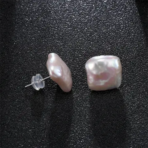 Серьги-гвоздики HENGSHENG из серебра 925, жемчуг 12-13 мм