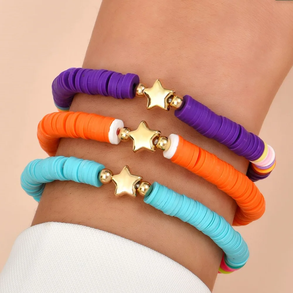 

2022 Ethnic Style Star Bracelet Fashion Plain Colorful Ceramic Bracelet For Trendy Women Jewelry