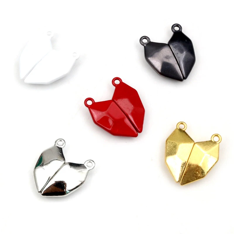 

5 Sets Love Heart Shaped Magnetic Connected Clasps Beads Charms End Caps for DIY Couple Bracelet Necklace Making
