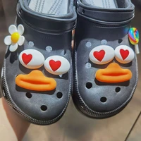 cartoon hole shoes flower duck love eyes mouth decoration diy funny expression shoe buckle removable accessorie croc charms jibz
