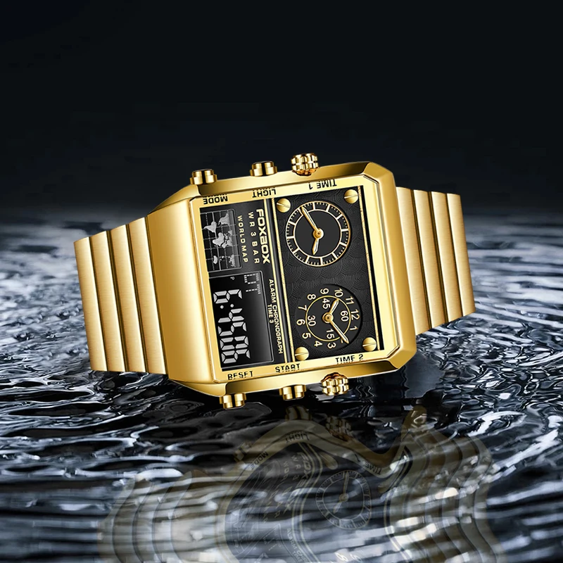 

Luxury Brand Sport Quartz Wristwatch FOXBOX Watches For Men Waterproof Military Digital Clock Men Watch Relogio Masculino