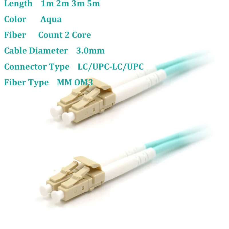 Kup FASO 10 Sztuk/paczka OM3 LC/UPC Wielomodowy światłowód łatka Optyczna Zworka Duplex 3.0mm Optyczny Kabel Krosowy
