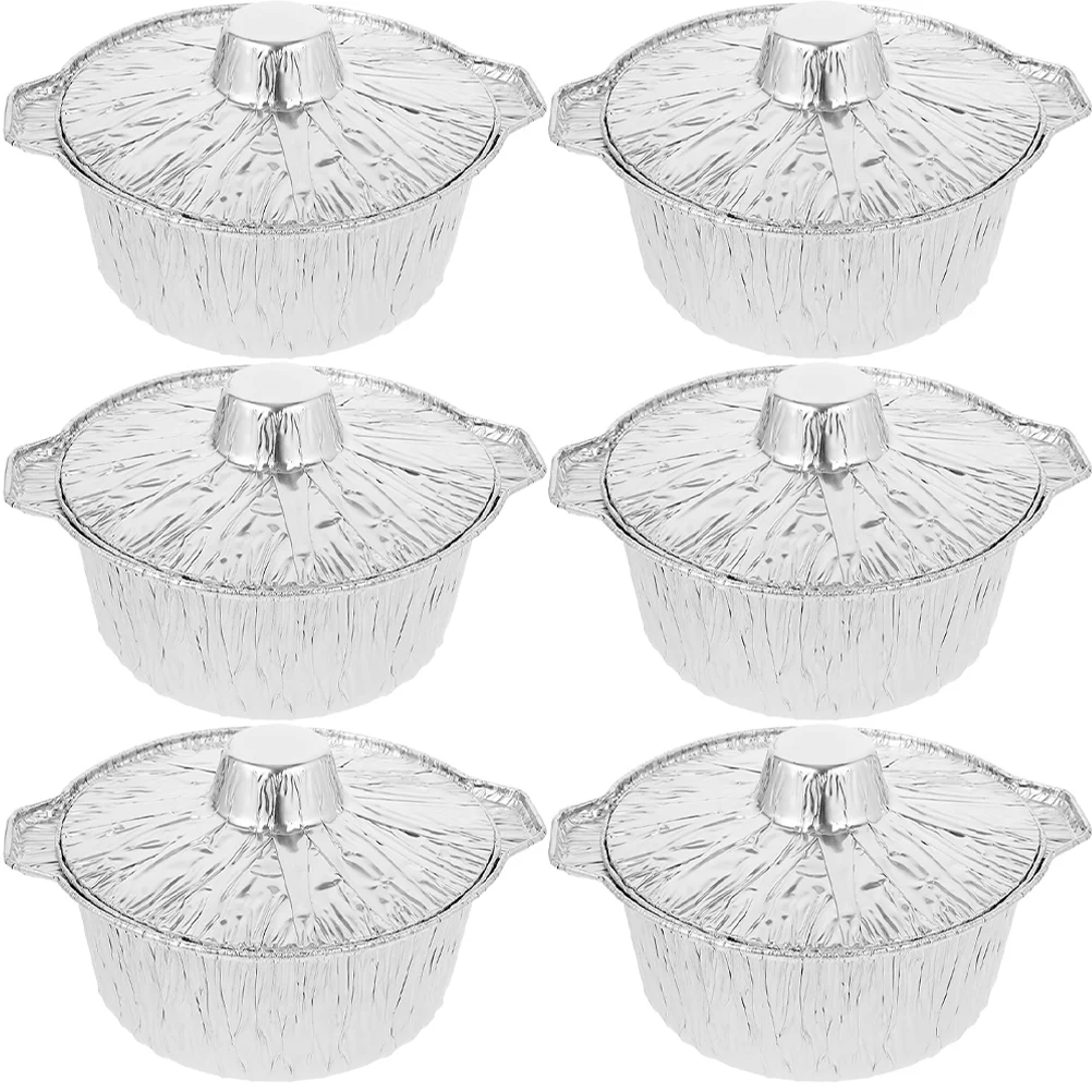 

Aluminum Foil Pie Pans Lids 1100Ml 6Pcs Round Tinfoil Pots Foil Oven Casserole Pots Camping Baking Foil Pan Disposable Tin Pot