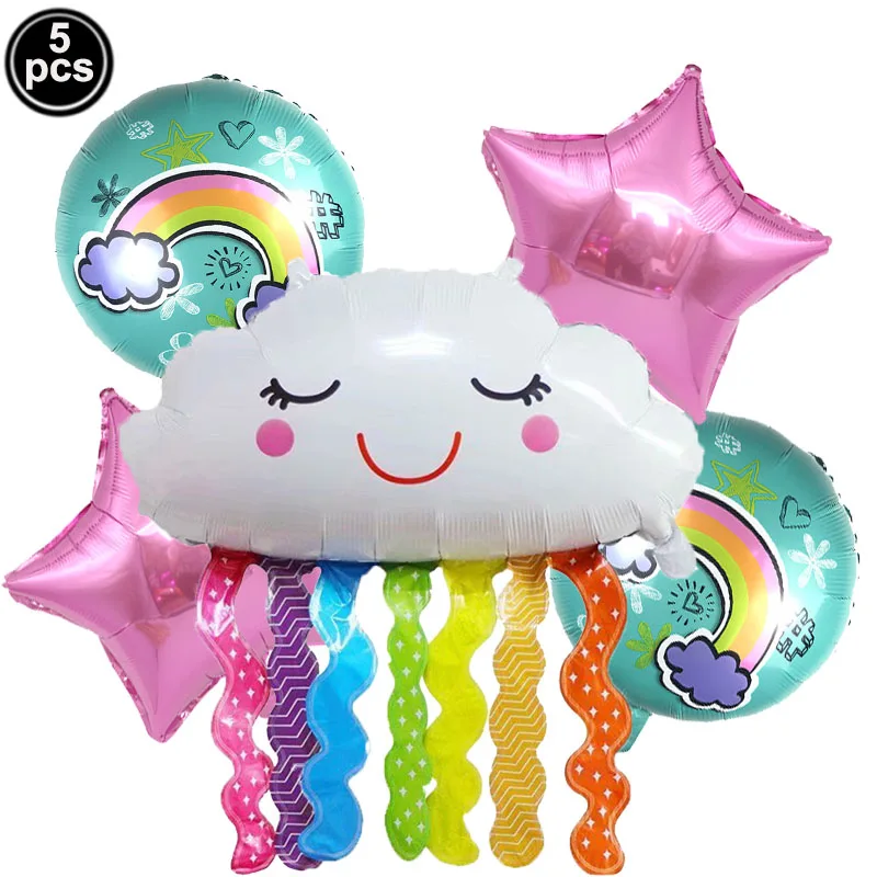 

Cloud Foil Balloon Tassels Rainbow Cloud Balloons Kids Happy Birthday Sun Foil Ballons Set Rainbow Themed Party Decor Supplies