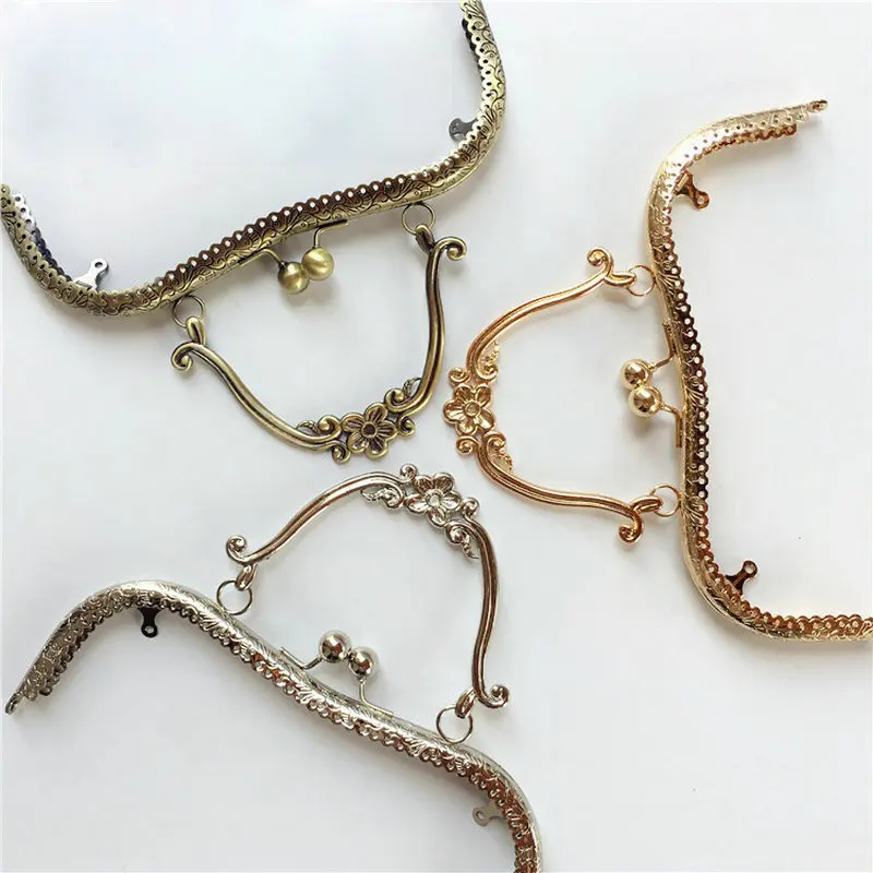 Hand Wallet Closure DIY 20.5cm Metal Wallet Frame Handle Vintage Kiss Lock Bronze For Wallet Clutch Accessories 10pcs/batch